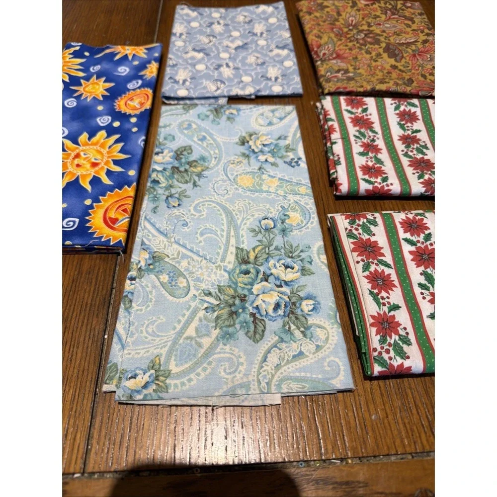 Vintage Fabric Remants: Sun, Bunnies, Florals Poinsettias